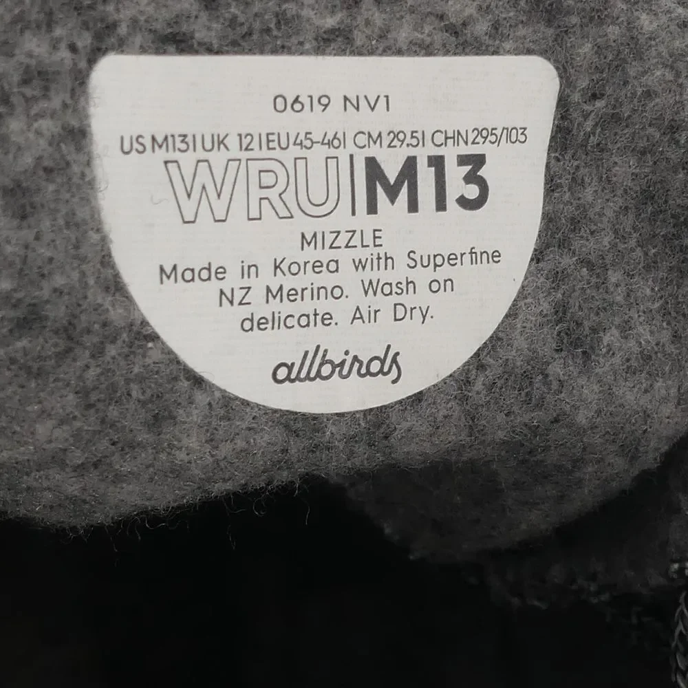 Allbirds WRU Wool Runner Up Men's Mizzle High Top Sneakers Size 13‎